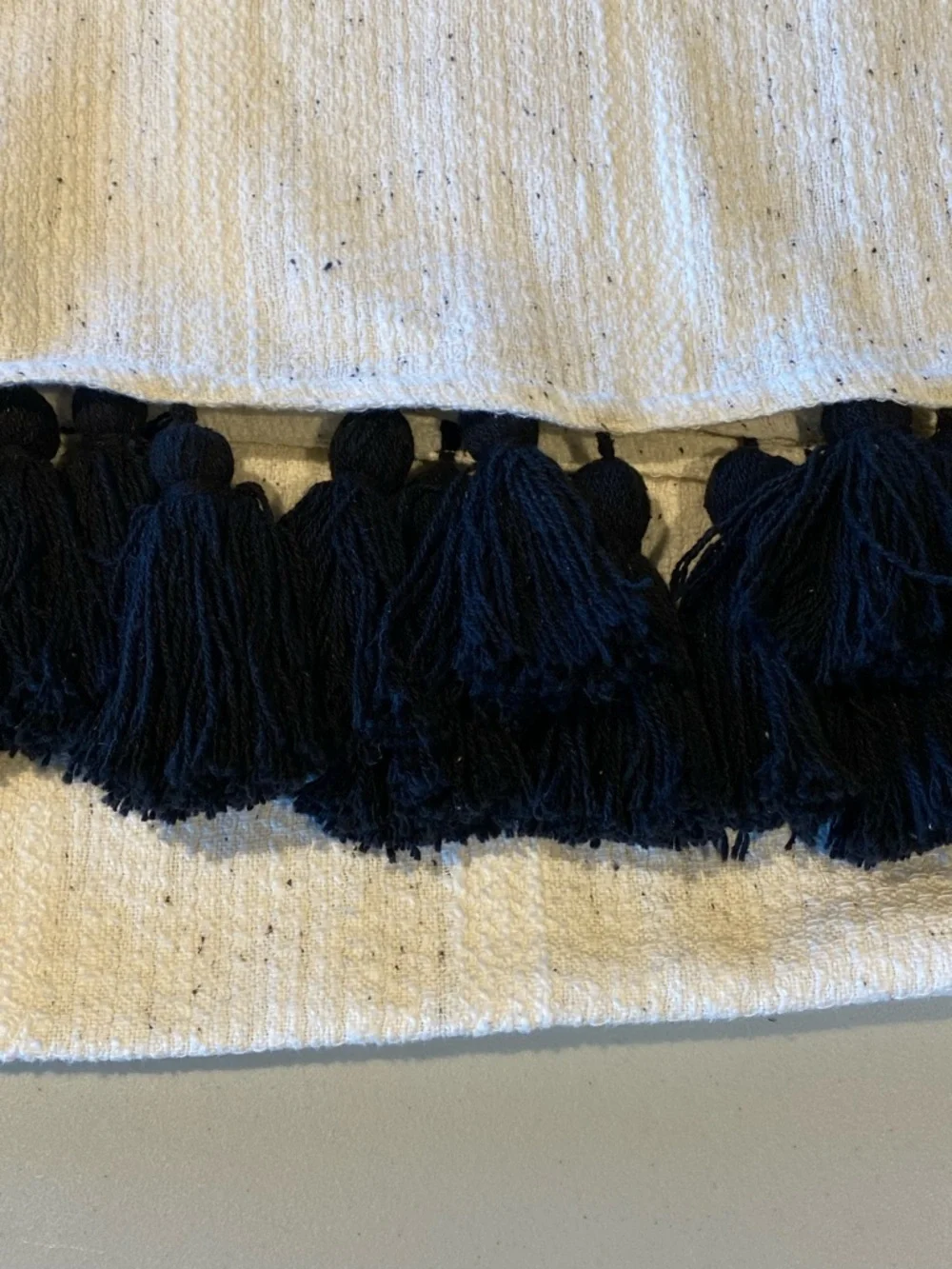 Tribe Alive Cream Cotton Throw with Black Tassel Trim